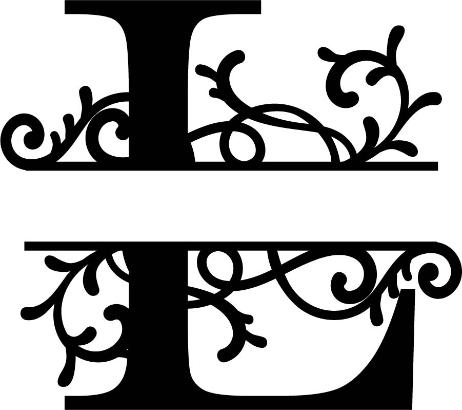 Split Monogram Letter L Free DXF File Free Vectors