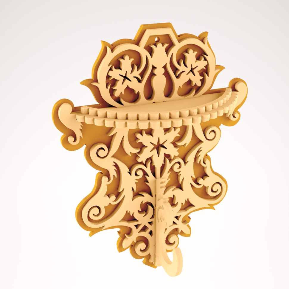 Decorative Wall Shelf With Hooks Free DXF File Free Vectors