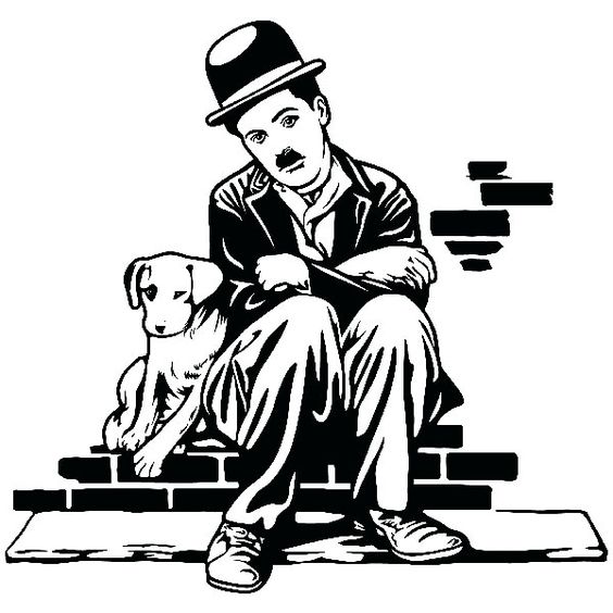 Charlie Chaplin Charlot Dog Life Sticker Free DXF File Free Vectors