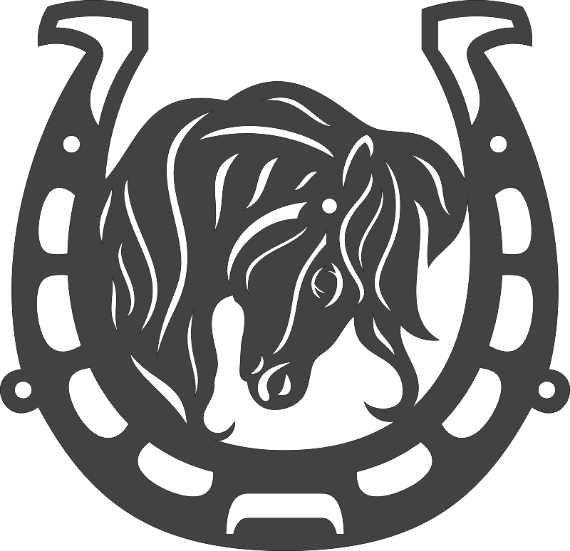 Horse Head With Horseshoe DXF File Free Vectors