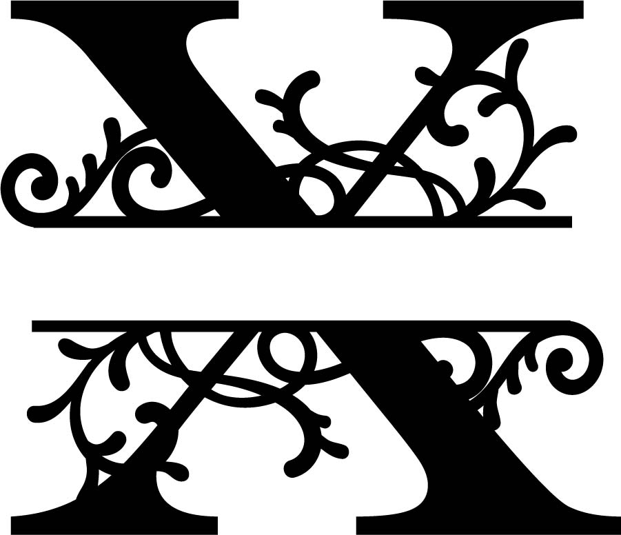 Split Monogram Letter X Free DXF File Free Vectors