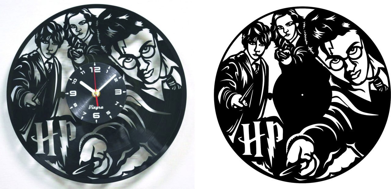 Harry Potter Vinyl Record Clock Free DXF File Free Vectors