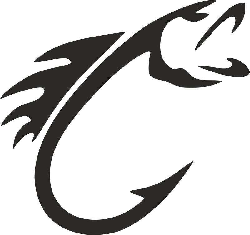 Fish Hook With Fish Decal Sticker Free DXF File Free Vectors