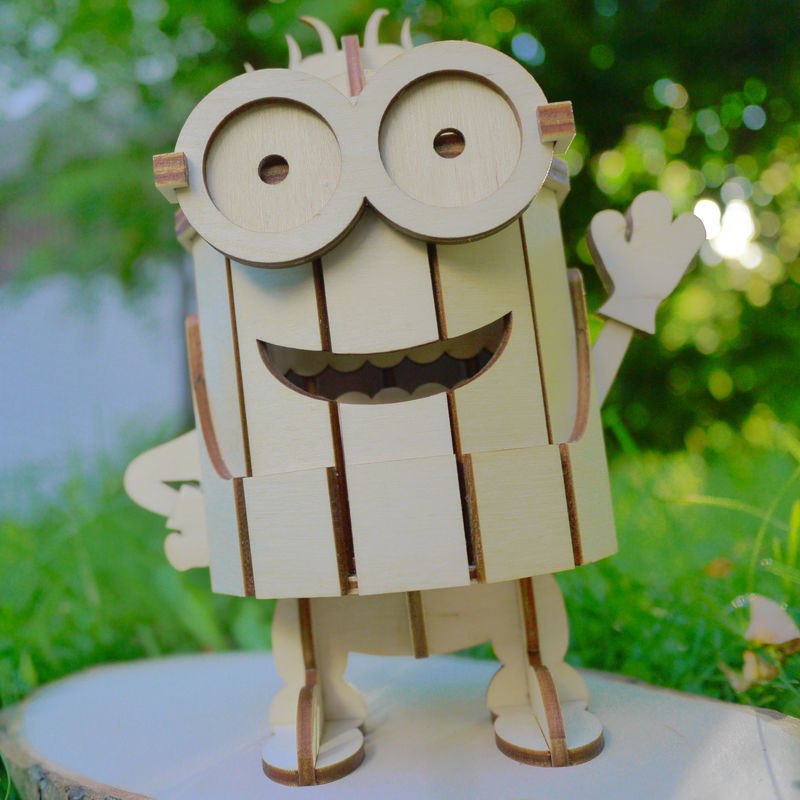 Minions Laser Cut 3D Puzzle Free DXF File Free Vectors