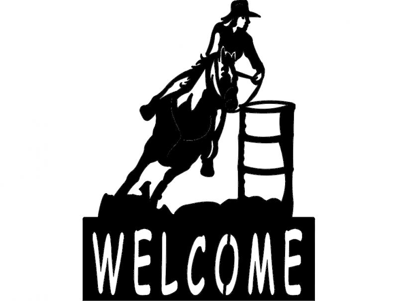 Barrel Racer Welcome Sign Free DXF File Free Vectors