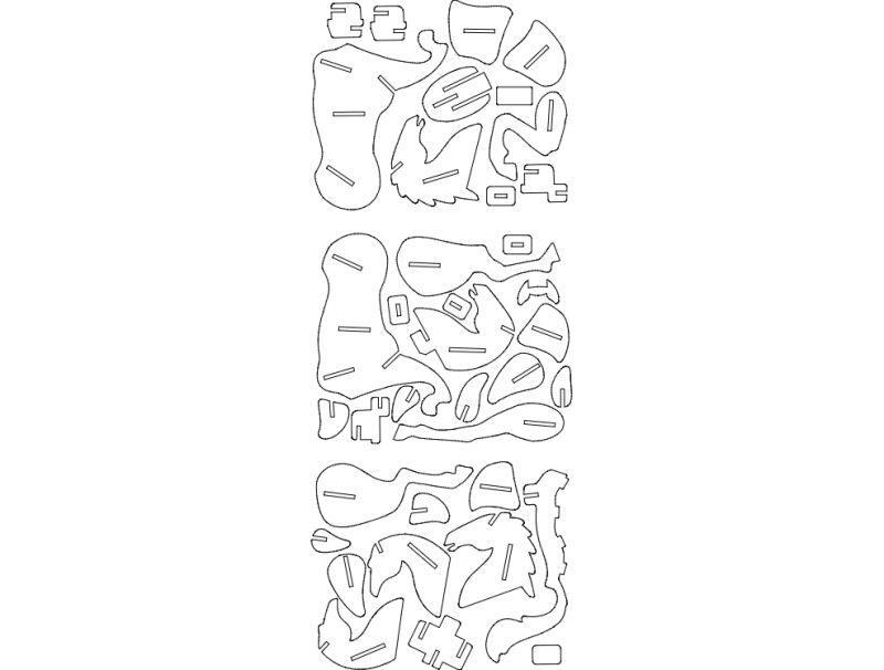Horse Puzzle Cleaned DXF File Free Vectors