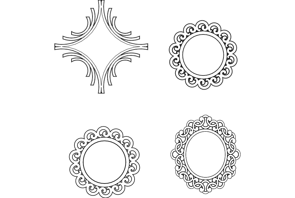 Multiple Mirror Frame Designs Free DXF File Free Vectors